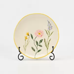 floral crackle plate,ceramic crackle glaze dish,elegant serving plate,artistic floral tableware,decorative ceramic plate,unique crackle glaze plate