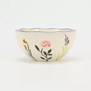 floral crackle ceramic bowl,purple rim bowl,salad bowl ceramic,fruit bowl with floral design,pasta bowl ceramic,delicate crackle glaze bowl,elegant serving bowl