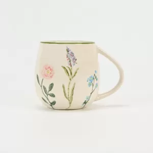floral crackle glaze mug,ceramic mug with green rim,nature-inspired ceramic mug,elegant floral ceramic cup ,serene garden mug,textured ceramic mug