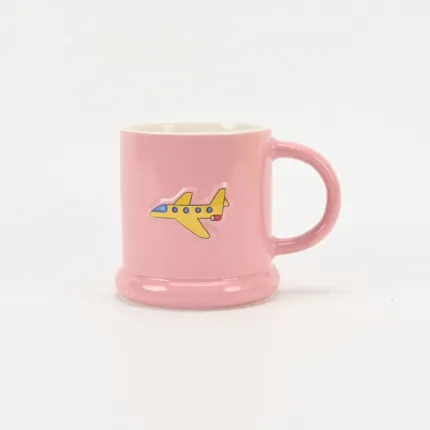 Cartoon Airplane Mug–pink