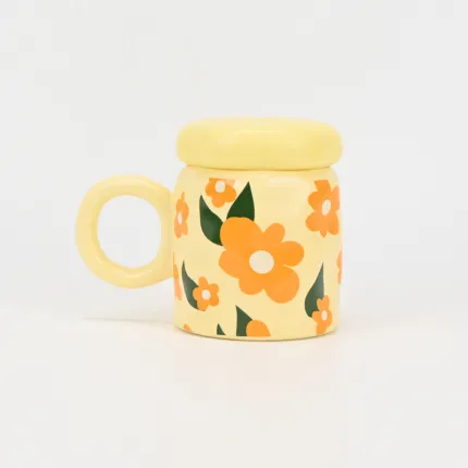 Gentle Floral Mug with Lid-1