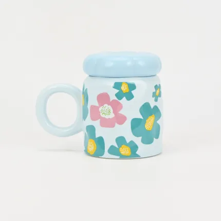 Gentle Floral Mug with Lid-4