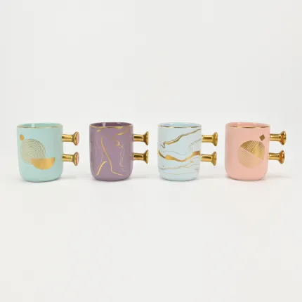 Decorative Geometric Round-Handle Mug-3