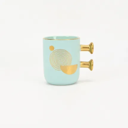 Decorative Geometric Round-Handle Mug-1
