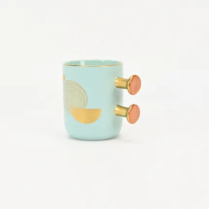 Decorative Geometric Round-Handle Mug-1