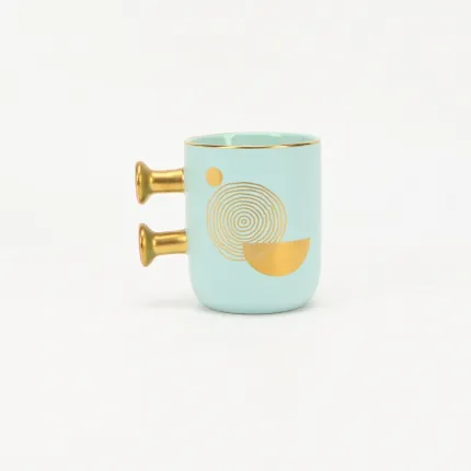 Decorative Geometric Round-Handle Mug-1