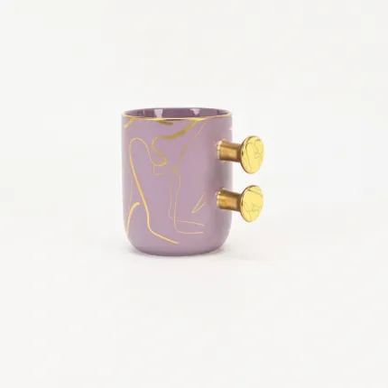 Decorative Geometric Round-Handle Mug-2