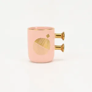 Decorative Geometric Round-Handle Mug-4