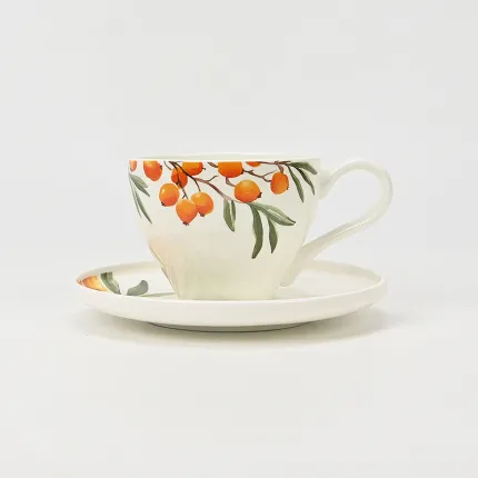 Fruiting Wilds Cup & Saucer-sea buckthorn