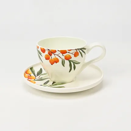 Fruiting Wilds Cup & Saucer-sea buckthorn