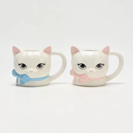 Bow White Cat Mug-2