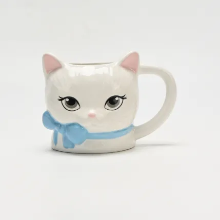 Bow White Cat Mug-1