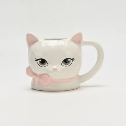 Bow White Cat Mug-2