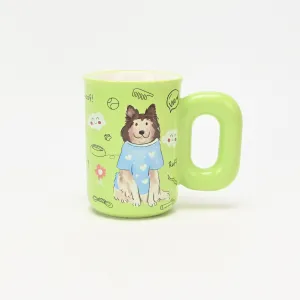 Colorful Dog Mug-Green