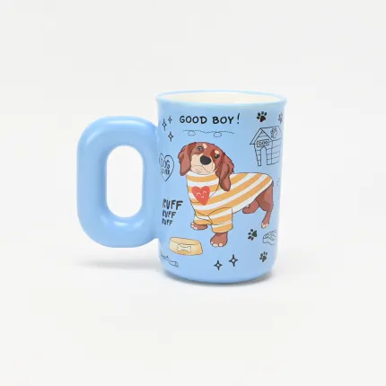 Colorful Dog Mug-Blue