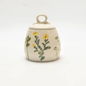 Country-Style Floral Sugar Bowl