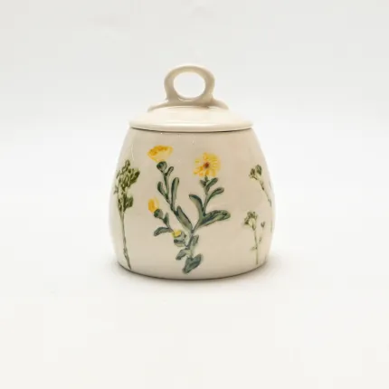 Country-Style Floral Sugar Bowl