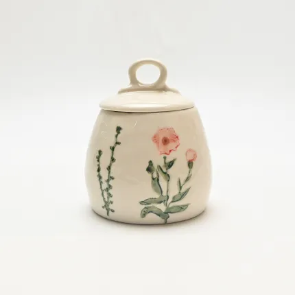 Country-Style Floral Sugar Bowl
