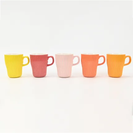 Vertical-striped colorful Mug-Honey Orange