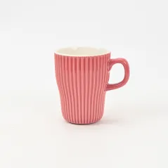 Vertical-striped colorful Mug-Raspberry Pink