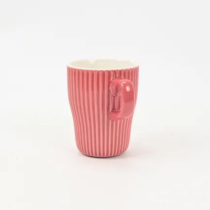 Vertical-striped colorful Mug-Raspberry Pink