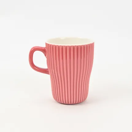 Vertical-striped colorful Mug-Raspberry Pink