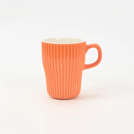 Vertical-striped colorful Mug-Coral Orange