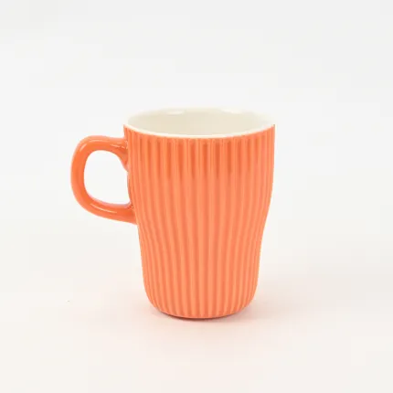 Vertical-striped colorful Mug-Coral Orange