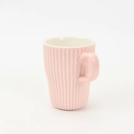 Vertical-striped colorful Mug-Pale Pink
