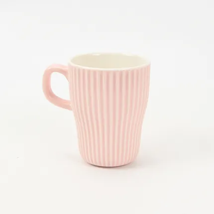 Vertical-striped colorful Mug-Pale Pink
