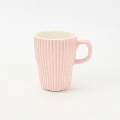 Vertical-striped colorful Mug-Pale Pink
