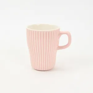 Vertical-striped colorful Mug-Pale Pink