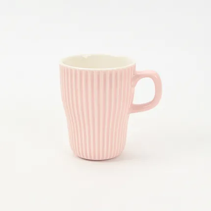 Vertical-striped colorful Mug-Pale Pink
