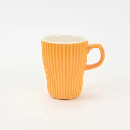 Vertical-striped colorful Mug-Honey Orange