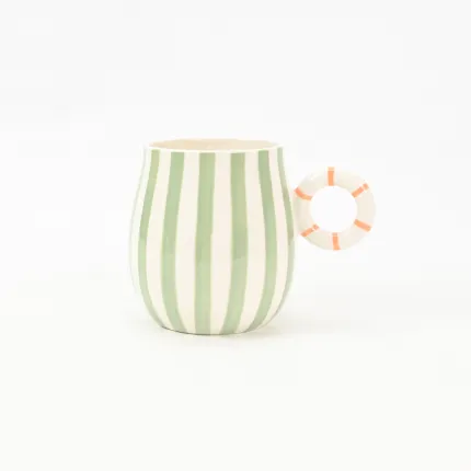 Candy Stripe Mug-Green
