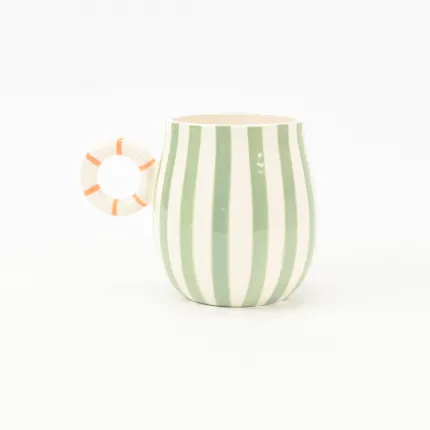Candy Stripe Mug-Green