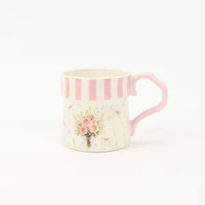 Striped Floral Mug-Rose