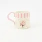 Striped Floral Mug-Rose