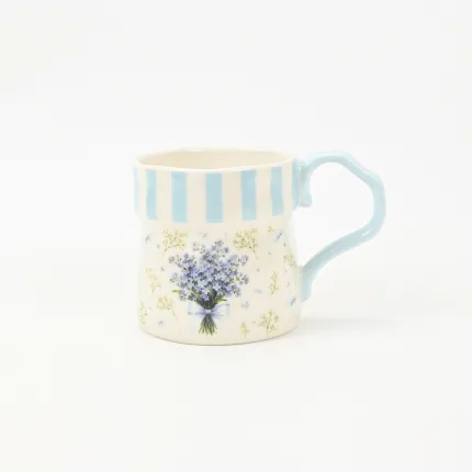 Striped Floral Mug-Forget-Me-Not
