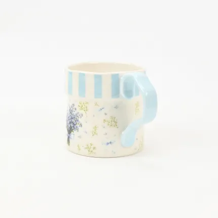 Striped Floral Mug-Forget-Me-Not