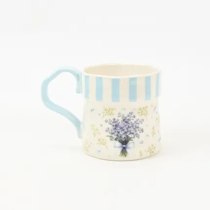 Striped Floral Mug-Forget-Me-Not