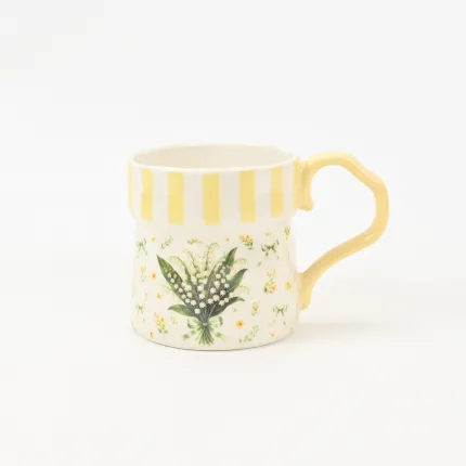 Striped Floral Mug-Lily of the Valley