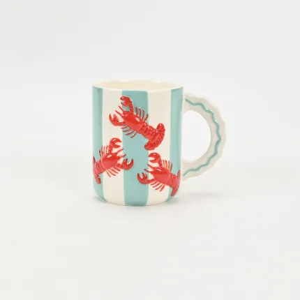 Coastal Striped Mug-Lobster