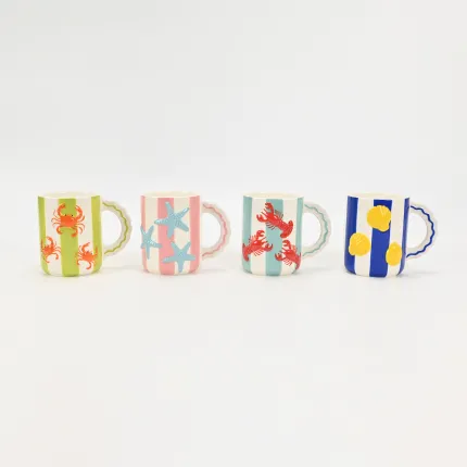 Coastal Striped Mug-Seashell