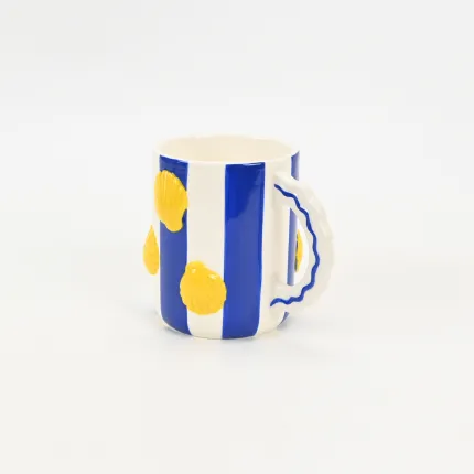 Coastal Striped Mug-Seashell