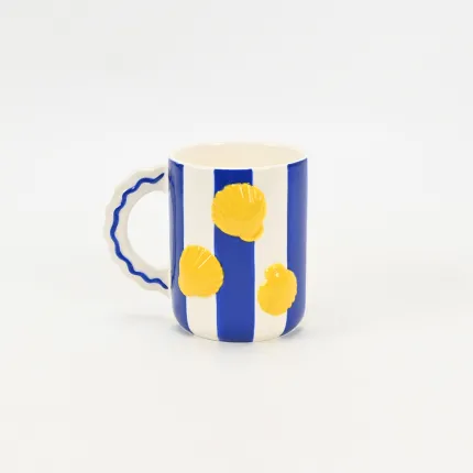 Coastal Striped Mug-Seashell