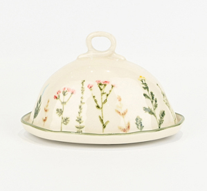 Floral Crackle Glaze Butter Dish