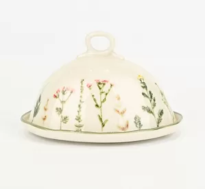 Floral Crackle Glaze Butter Dish