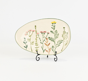 Floral Crackle Glaze Plate