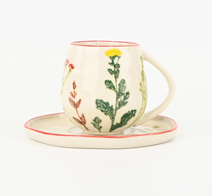 Floral Crackle Glaze Cup&Saucer